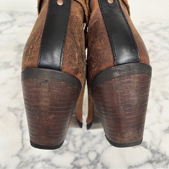 Durango waxed Nubuck suede block heel ankle boots distressed woman’s size 8 - Picture 6 of 10